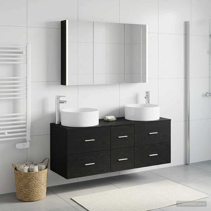 vidaXL Bathroom Furniture Set 4 pcs Black Oak
