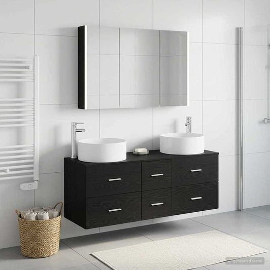 vidaXL Bathroom Furniture Set 4 pcs Black Oak