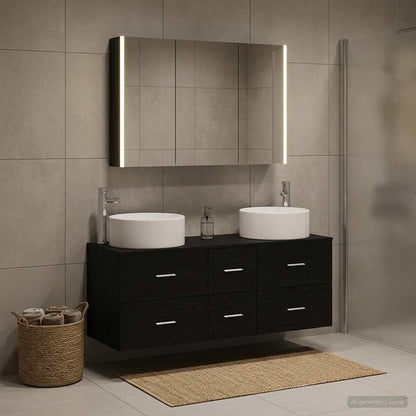 vidaXL Bathroom Furniture Set 4 pcs Black Oak
