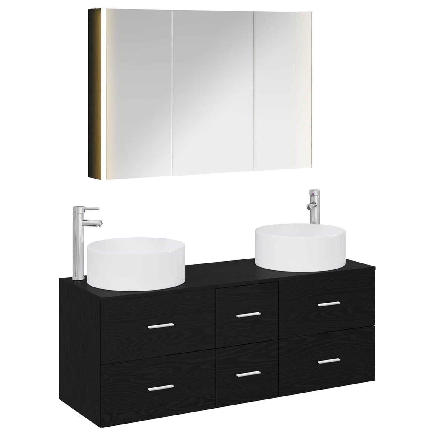 vidaXL Bathroom Furniture Set 4 pcs Black Oak