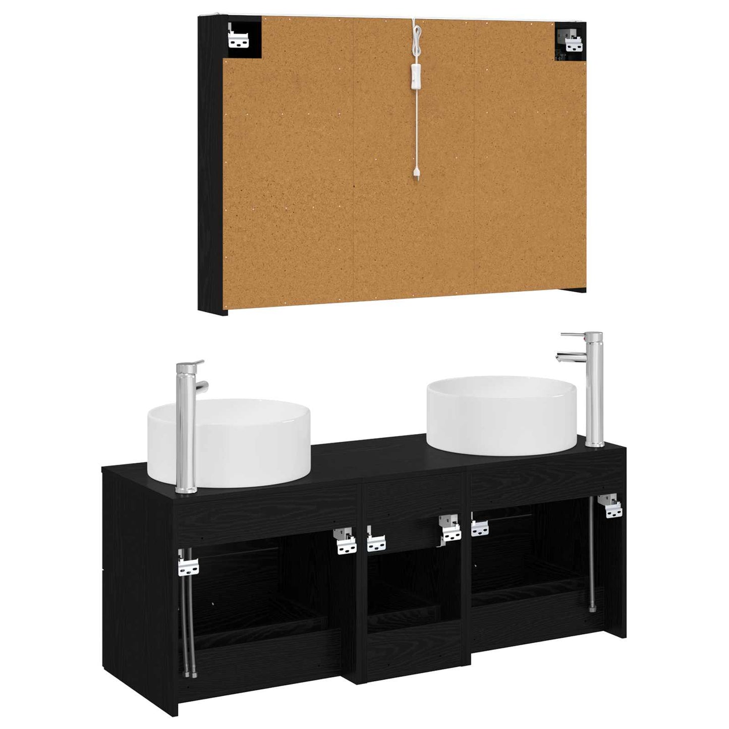 vidaXL Bathroom Furniture Set 4 pcs Black Oak