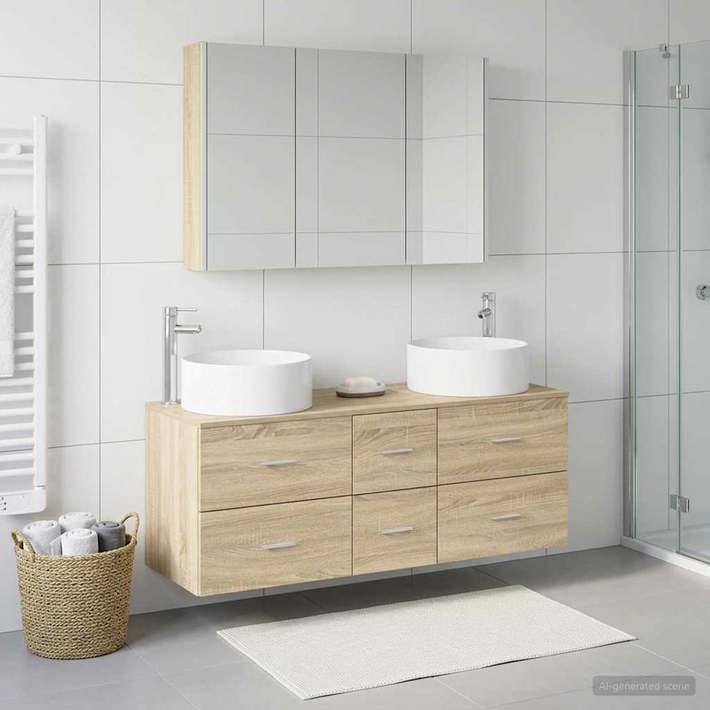 vidaXL Bathroom Furniture Set 4 pcs Sonoma Oak