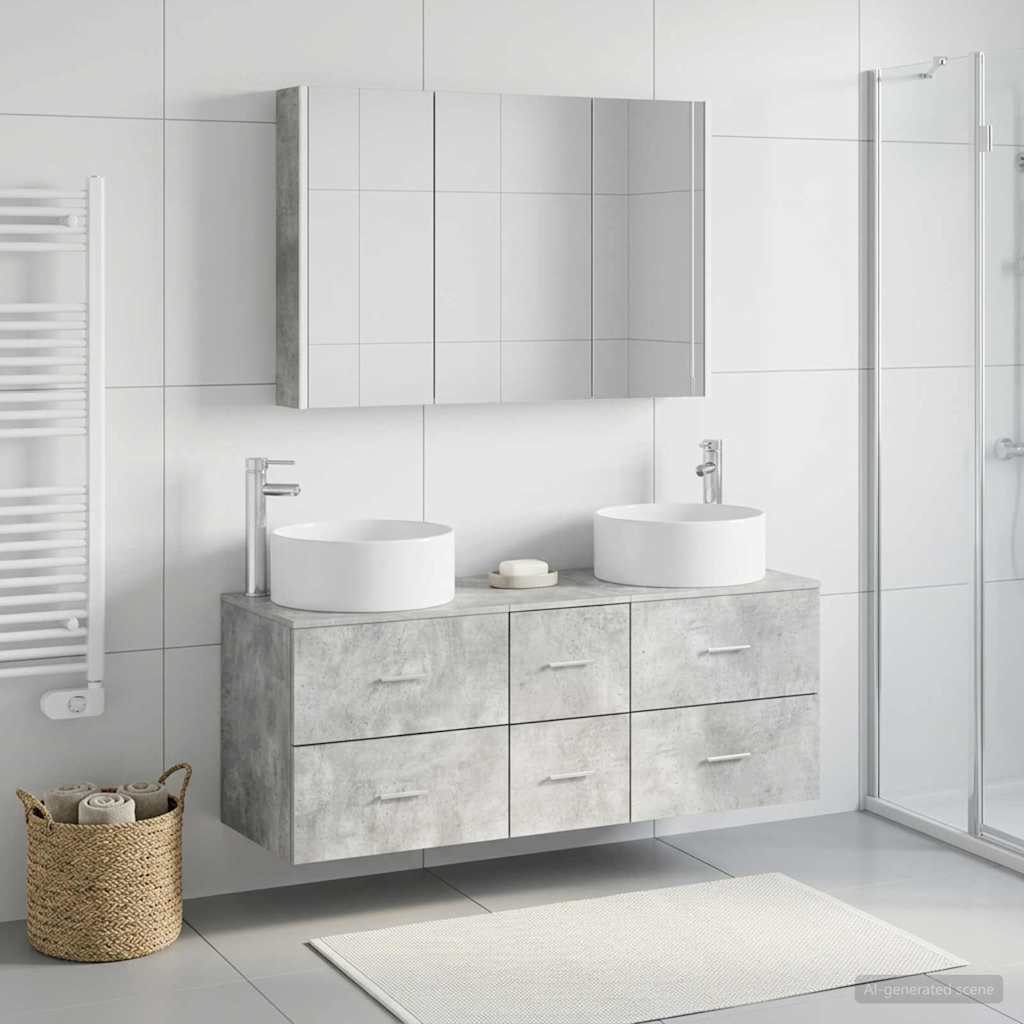 vidaXL Bathroom Furniture Set 4 pcs Concrete Grey