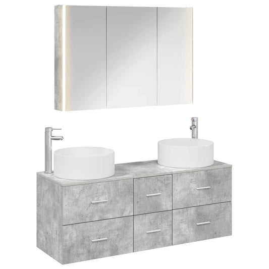 vidaXL Bathroom Furniture Set 4 pcs Concrete Grey