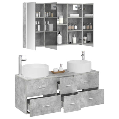 vidaXL Bathroom Furniture Set 4 pcs Concrete Grey