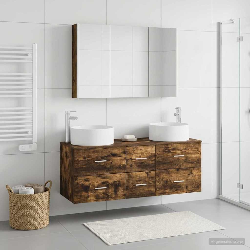 vidaXL Bathroom Furniture Set 4 pcs Smoked Oak