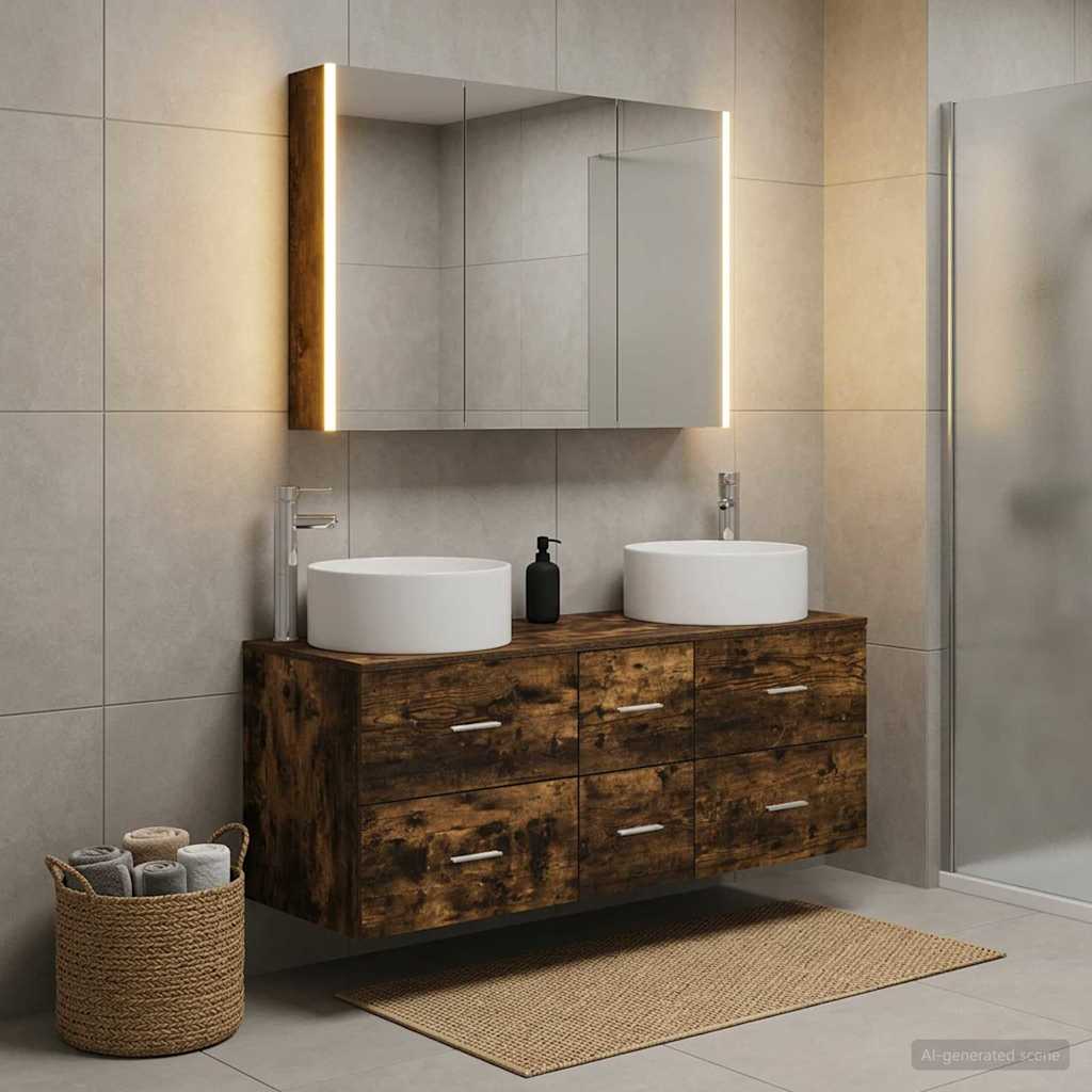 vidaXL Bathroom Furniture Set 4 pcs Smoked Oak