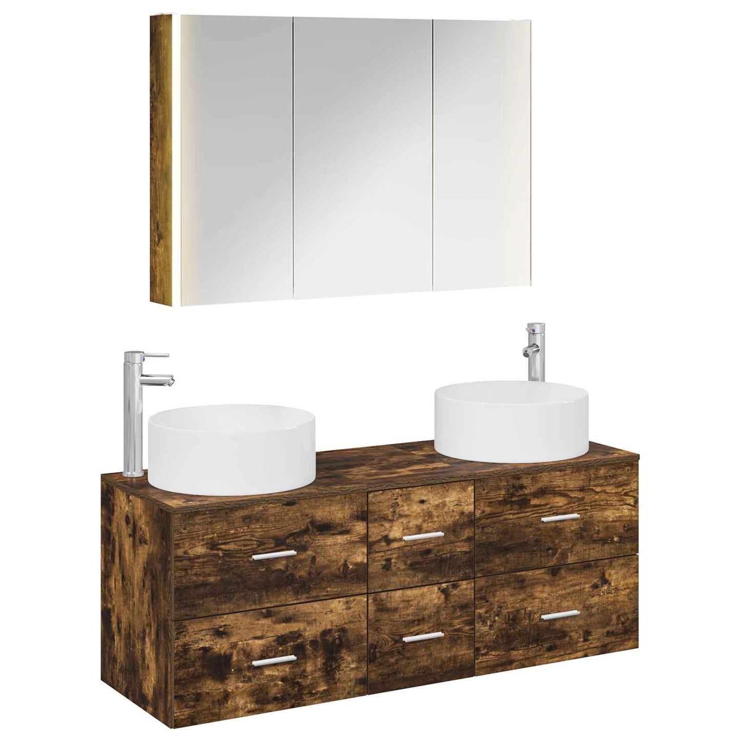 vidaXL Bathroom Furniture Set 4 pcs Smoked Oak