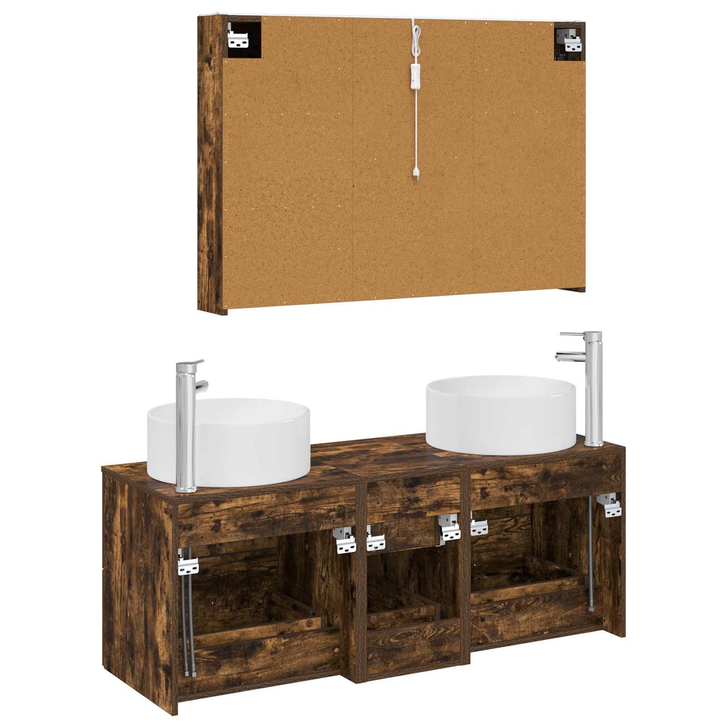 vidaXL Bathroom Furniture Set 4 pcs Smoked Oak