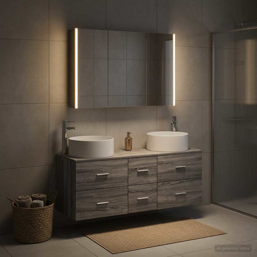 vidaXL Bathroom Furniture Set 4 pcs Grey Sonoma