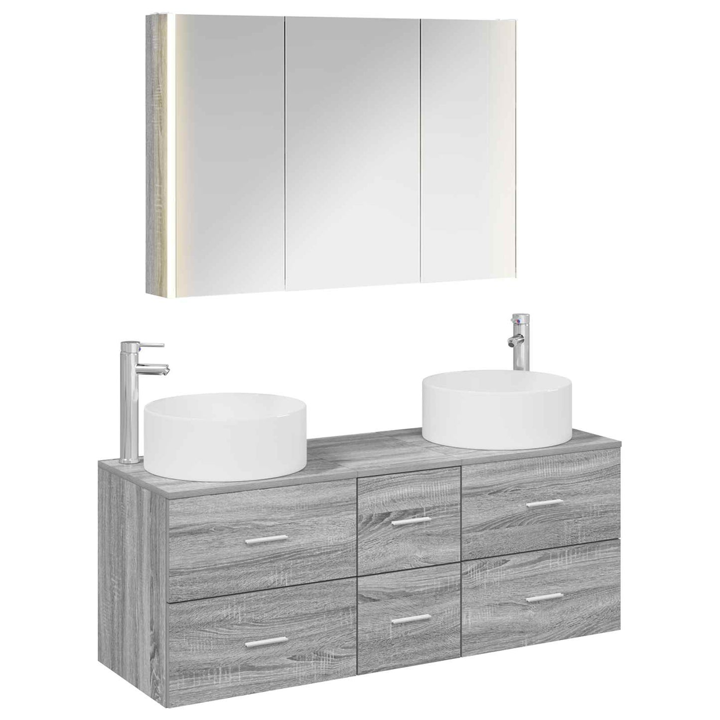 vidaXL Bathroom Furniture Set 4 pcs Grey Sonoma