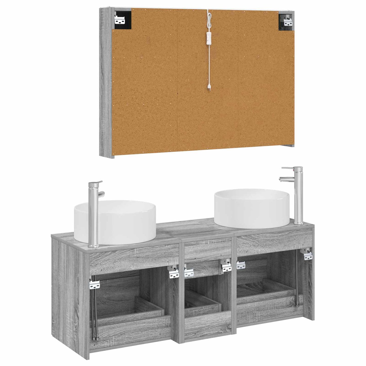 vidaXL Bathroom Furniture Set 4 pcs Grey Sonoma