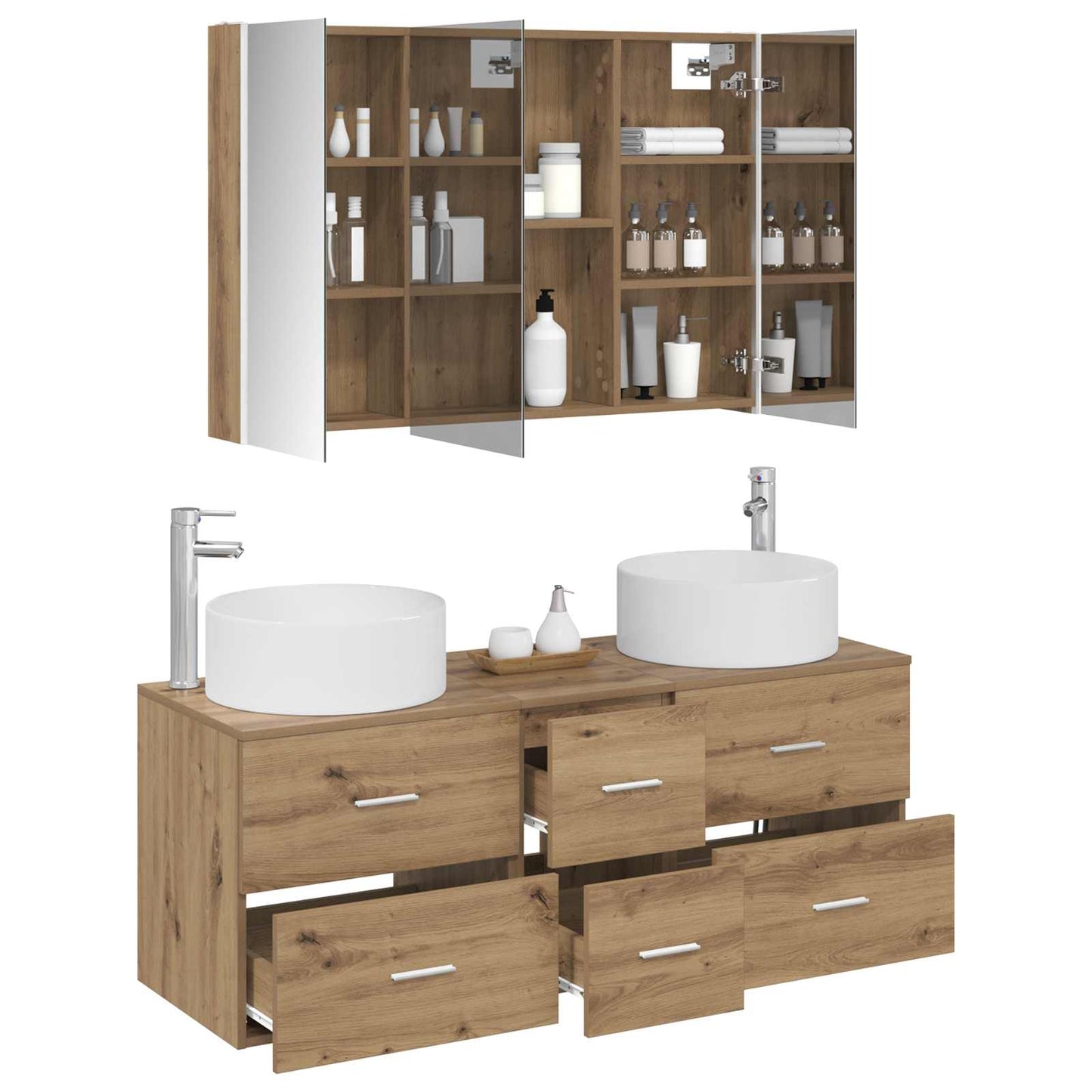 vidaXL Bathroom Furniture Set 4 pcs Artisan Oak