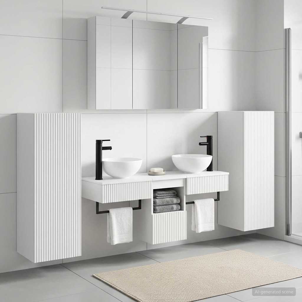 vidaXL Bathroom Furniture Set 6 pcs White Engineered Wood and Glass