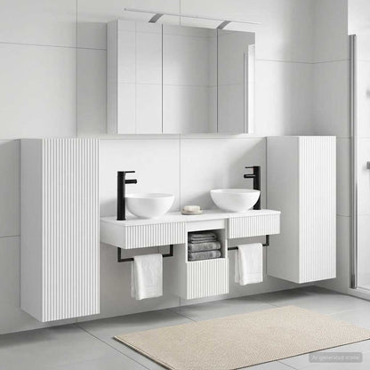 vidaXL Bathroom Furniture Set 6 pcs White Engineered Wood and Glass