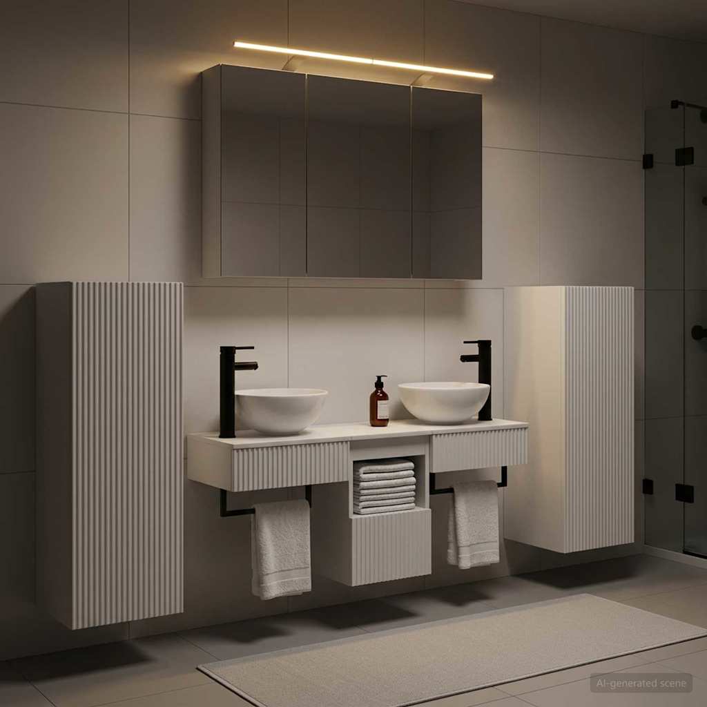vidaXL Bathroom Furniture Set 6 pcs White Engineered Wood and Glass