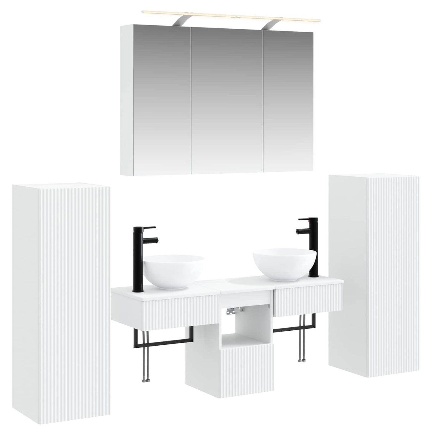vidaXL Bathroom Furniture Set 6 pcs White Engineered Wood and Glass