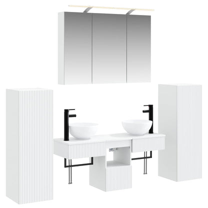 vidaXL Bathroom Furniture Set 6 pcs White Engineered Wood and Glass