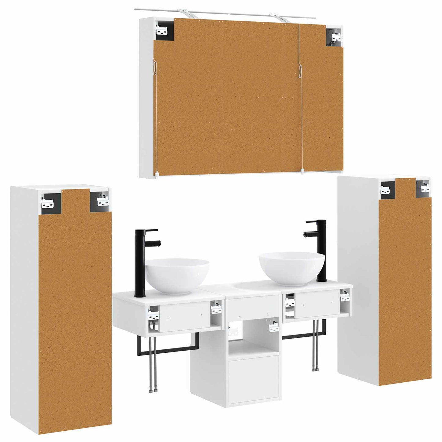 vidaXL Bathroom Furniture Set 6 pcs White Engineered Wood and Glass