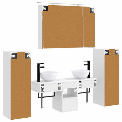 vidaXL Bathroom Furniture Set 6 pcs White Engineered Wood and Glass
