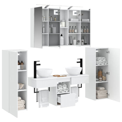 vidaXL Bathroom Furniture Set 6 pcs White Engineered Wood and Glass