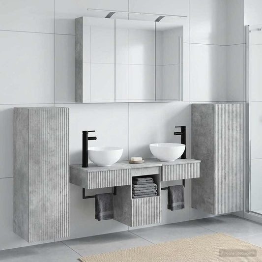 vidaXL Bathroom Furniture Set 6 pcs Concrete Grey