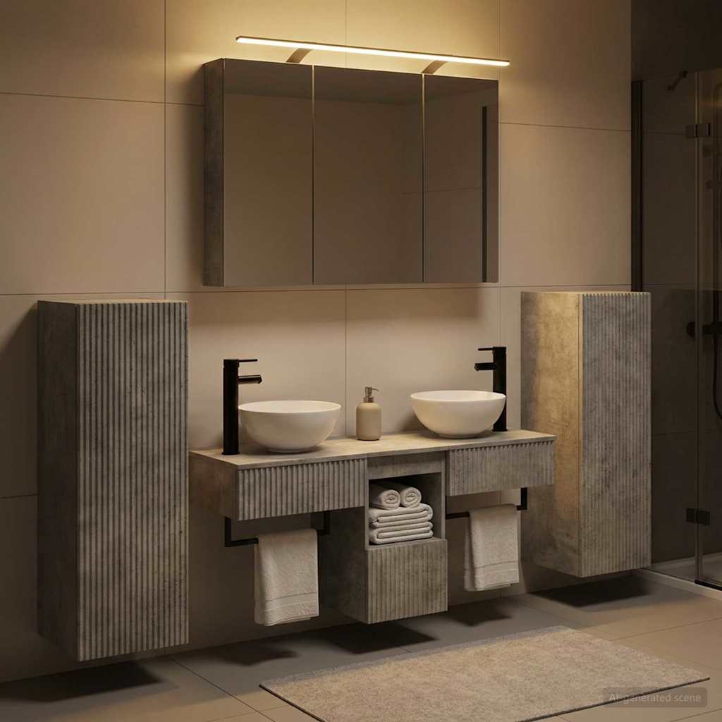 vidaXL Bathroom Furniture Set 6 pcs Concrete Grey