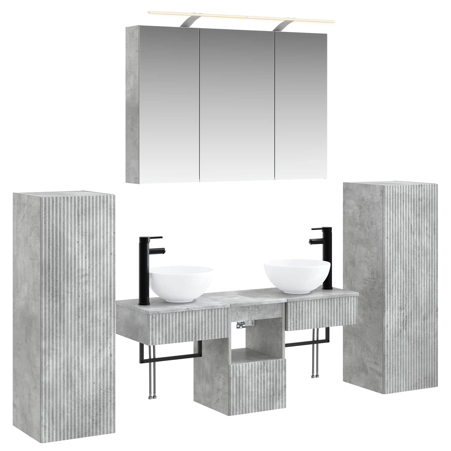 vidaXL Bathroom Furniture Set 6 pcs Concrete Grey