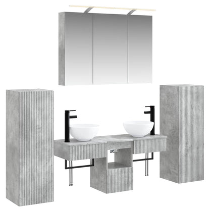 vidaXL Bathroom Furniture Set 6 pcs Concrete Grey