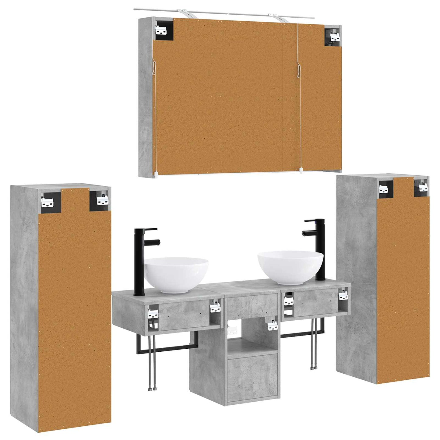 vidaXL Bathroom Furniture Set 6 pcs Concrete Grey