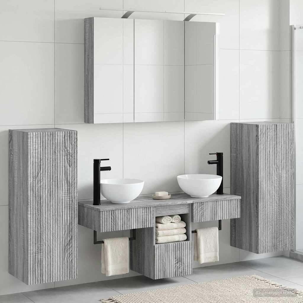 vidaXL Bathroom Furniture Set 6 pcs Grey Sonoma