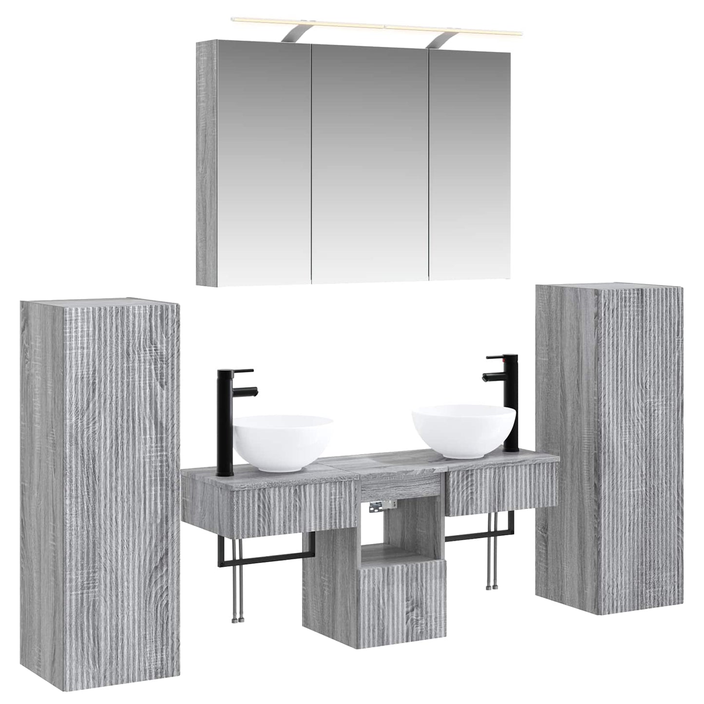 vidaXL Bathroom Furniture Set 6 pcs Grey Sonoma