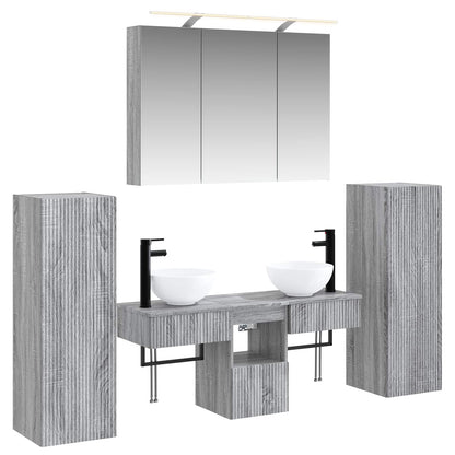 vidaXL Bathroom Furniture Set 6 pcs Grey Sonoma