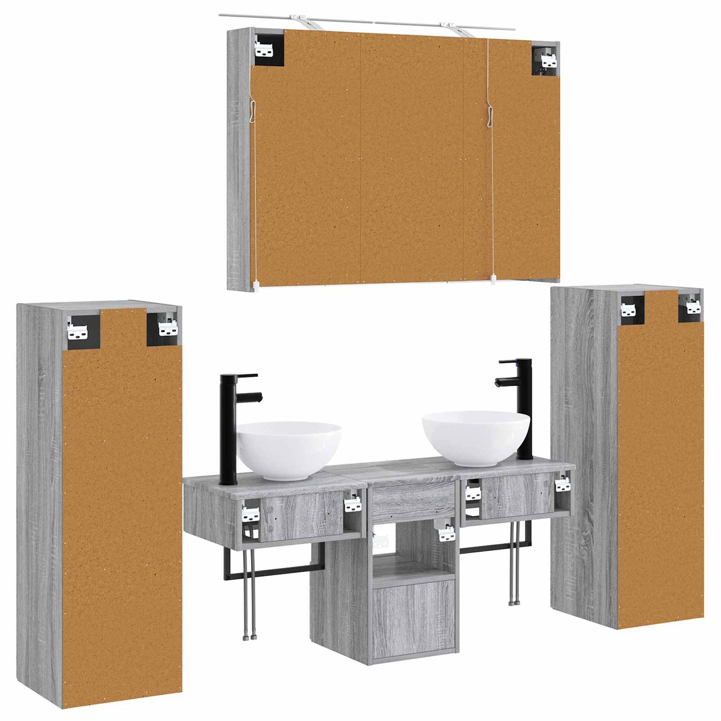 vidaXL Bathroom Furniture Set 6 pcs Grey Sonoma