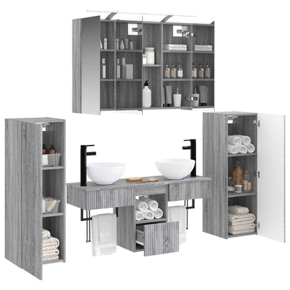 vidaXL Bathroom Furniture Set 6 pcs Grey Sonoma