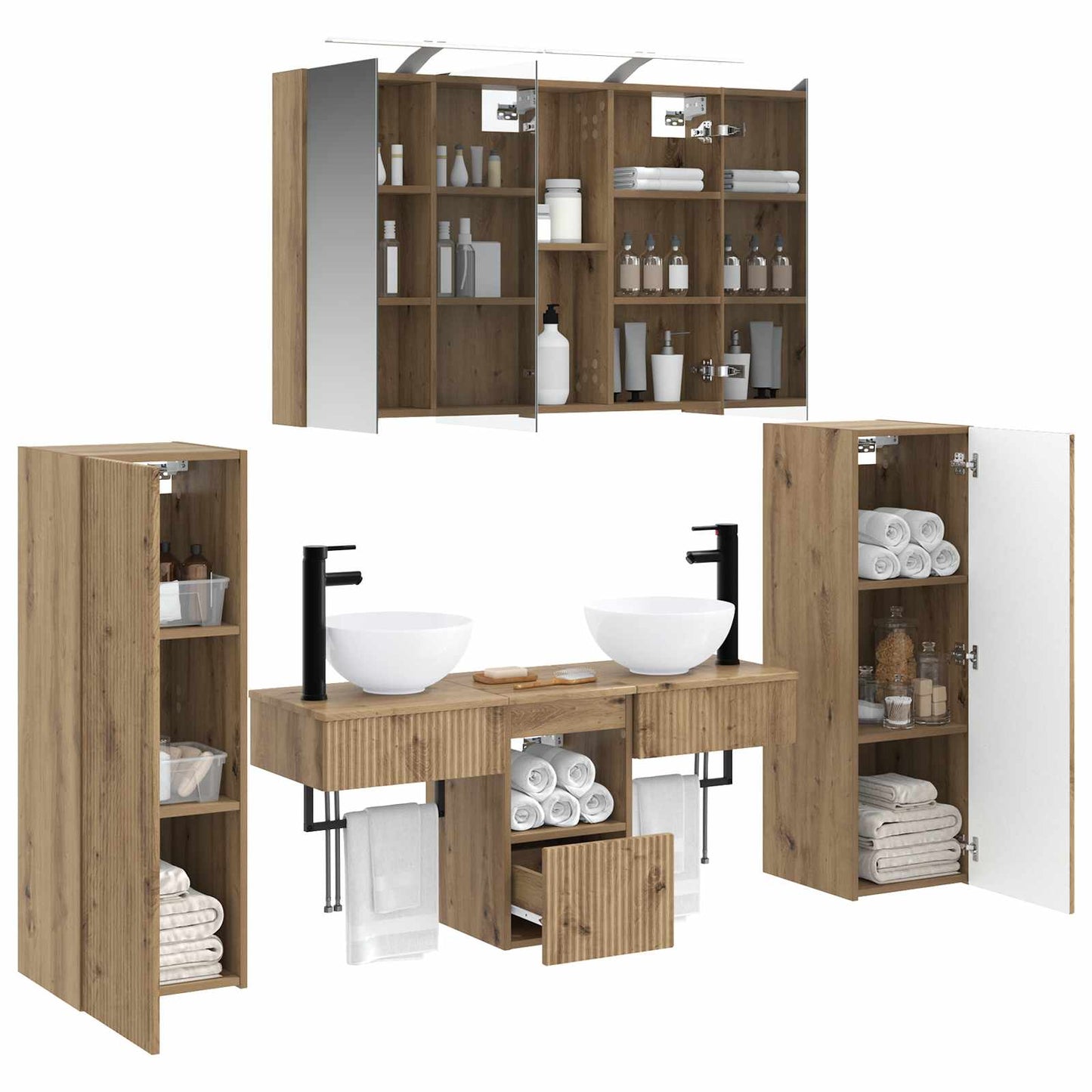 vidaXL Bathroom Furniture Set 6 pcs Artisan Oak