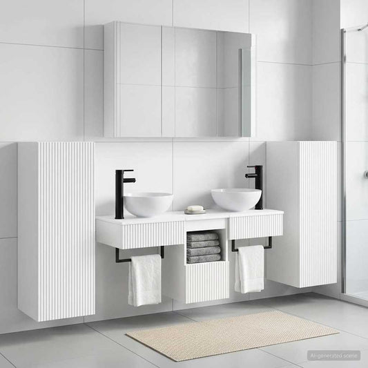 vidaXL Bathroom Furniture Set 6 pcs White Engineered Wood and Glass