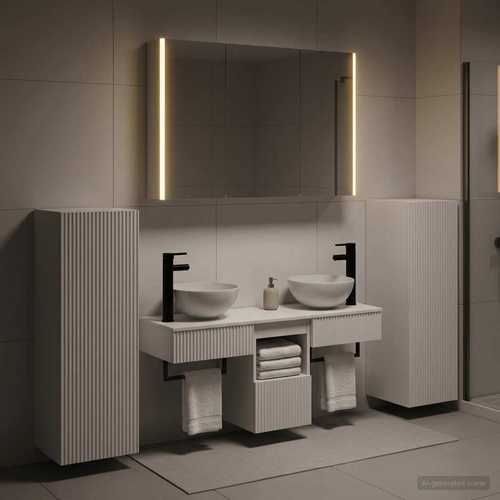 vidaXL Bathroom Furniture Set 6 pcs White Engineered Wood and Glass