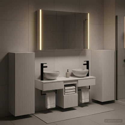 vidaXL Bathroom Furniture Set 6 pcs White Engineered Wood and Glass