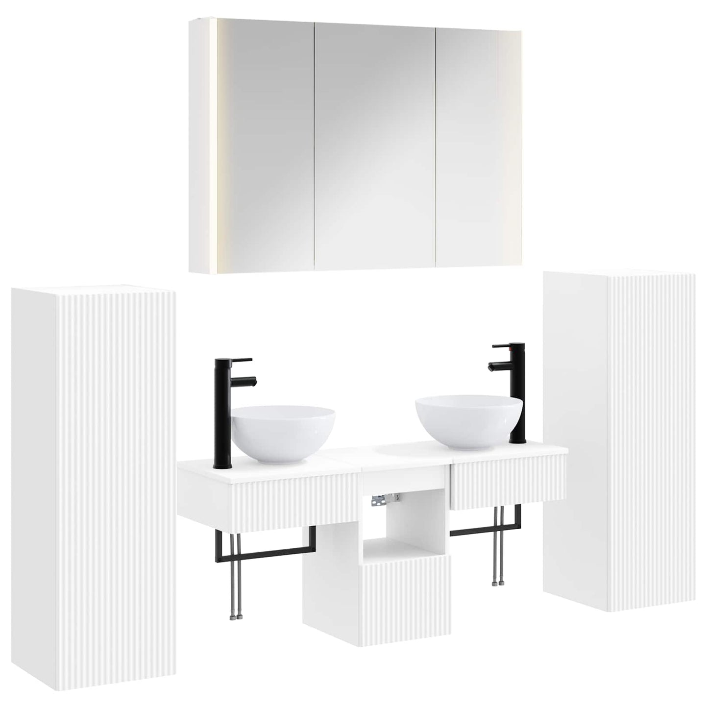 vidaXL Bathroom Furniture Set 6 pcs White Engineered Wood and Glass