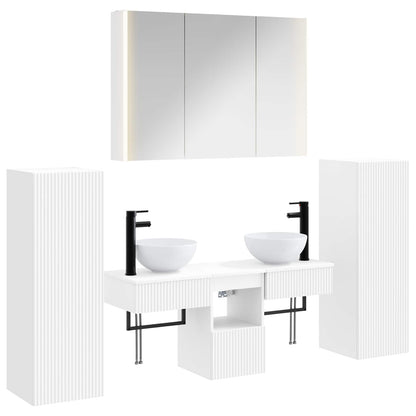 vidaXL Bathroom Furniture Set 6 pcs White Engineered Wood and Glass