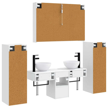 vidaXL Bathroom Furniture Set 6 pcs White Engineered Wood and Glass