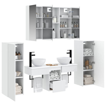 vidaXL Bathroom Furniture Set 6 pcs White Engineered Wood and Glass
