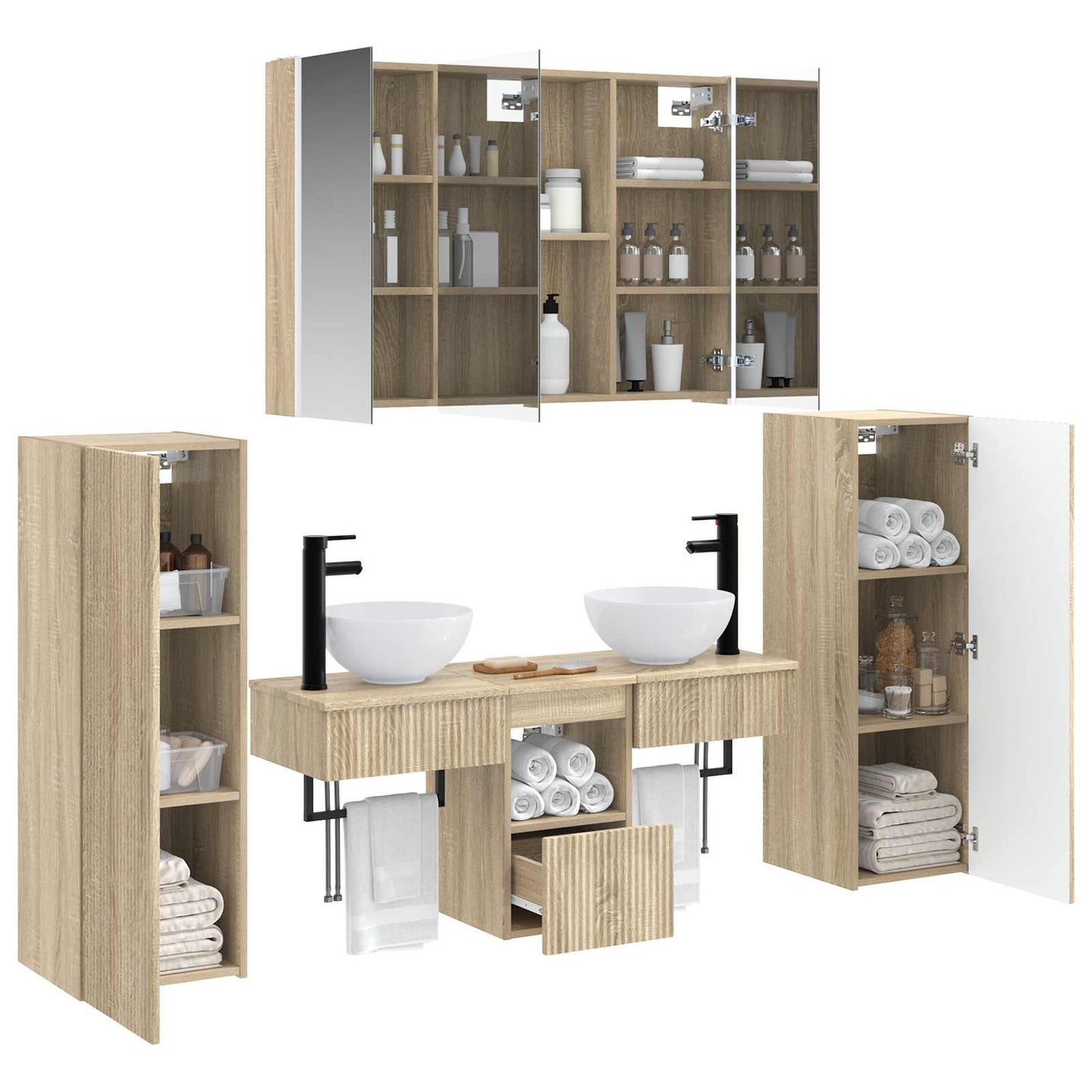vidaXL Bathroom Furniture Set 6 pcs Sonoma Oak