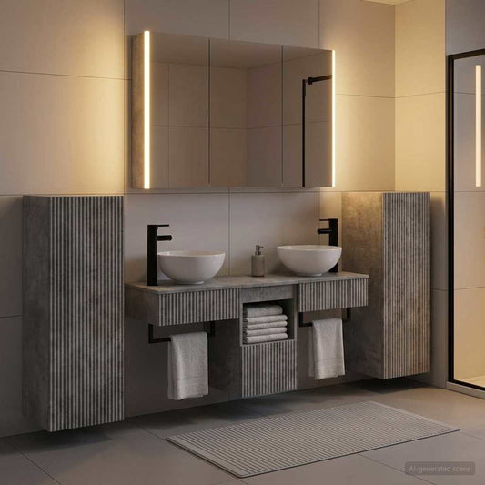 vidaXL Bathroom Furniture Set 6 pcs Concrete Grey