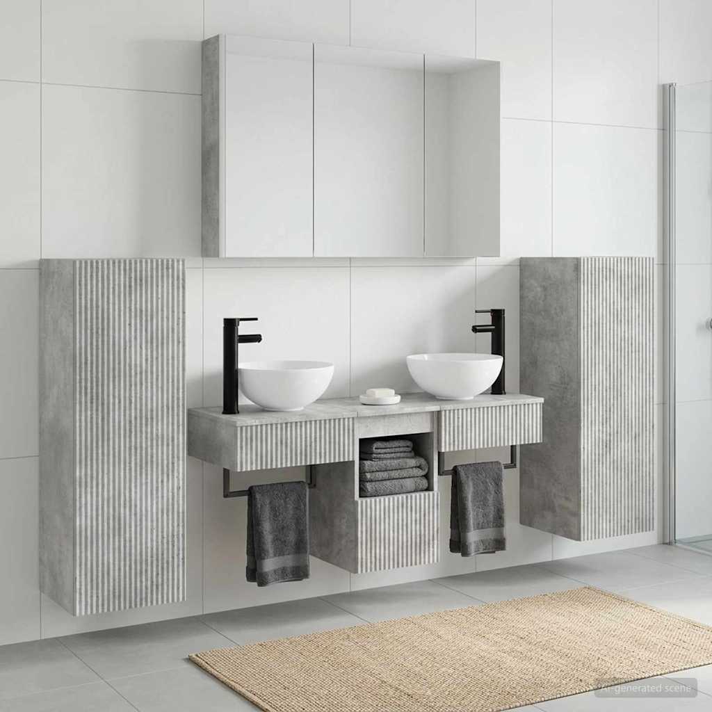 vidaXL Bathroom Furniture Set 6 pcs Concrete Grey