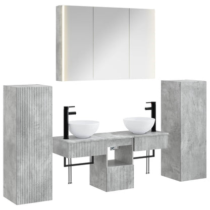 vidaXL Bathroom Furniture Set 6 pcs Concrete Grey