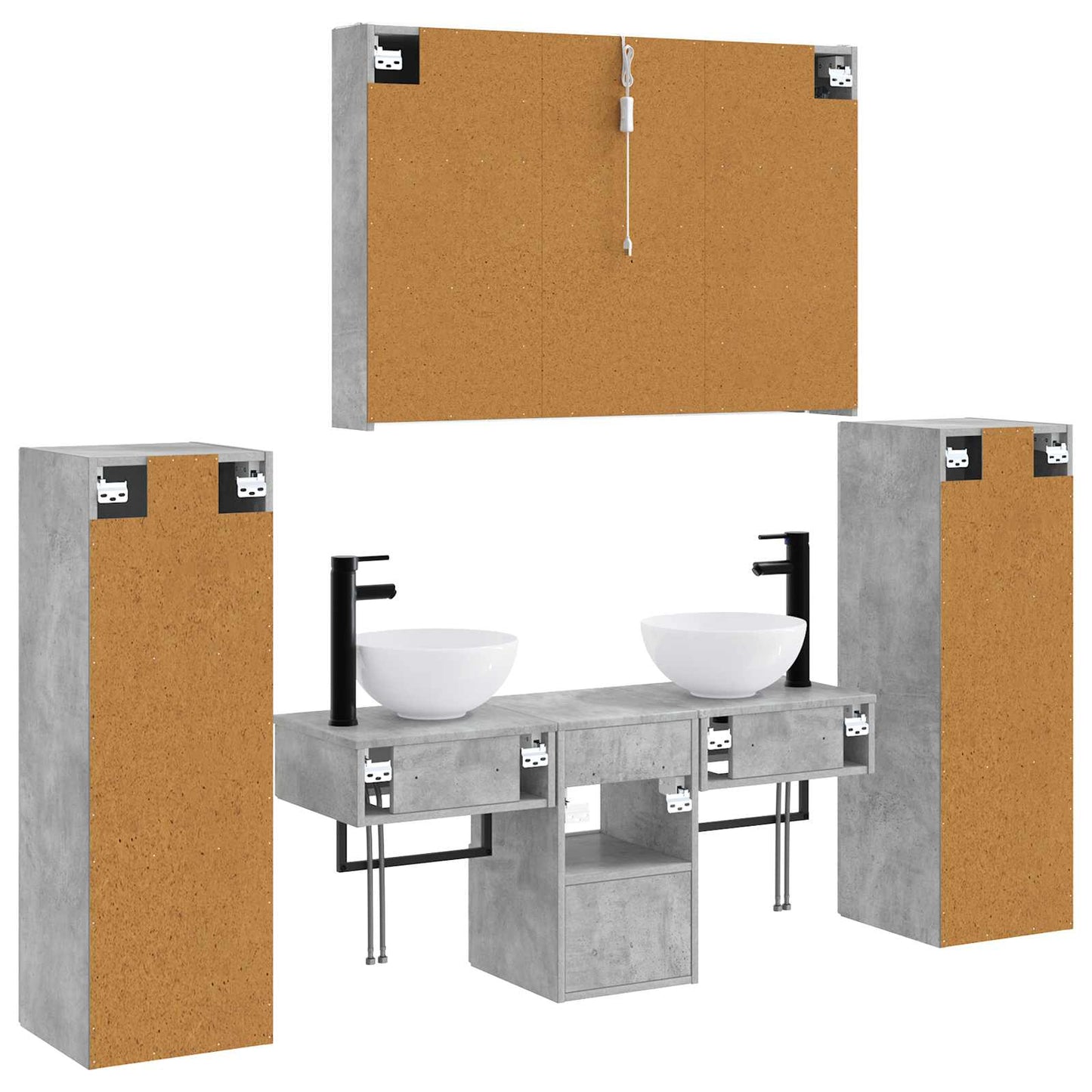 vidaXL Bathroom Furniture Set 6 pcs Concrete Grey