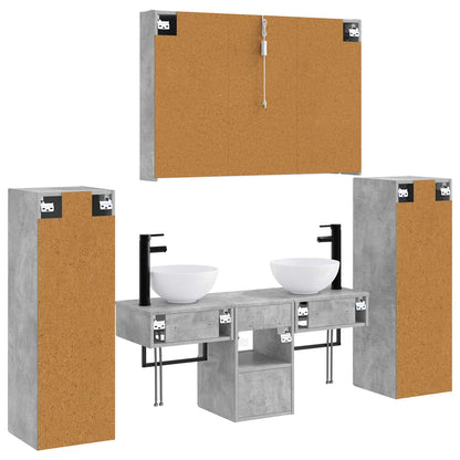 vidaXL Bathroom Furniture Set 6 pcs Concrete Grey