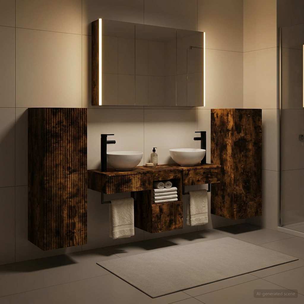 vidaXL Bathroom Furniture Set 6 pcs Smoked Oak